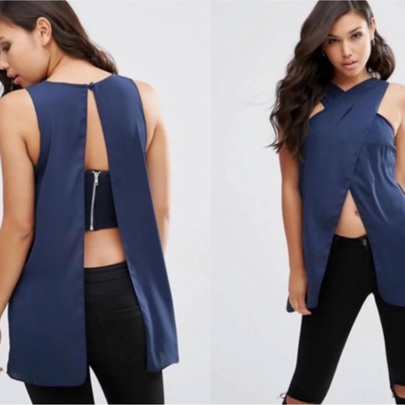 Blue Wrap Front Bandeau Top - Picture 4 of 6